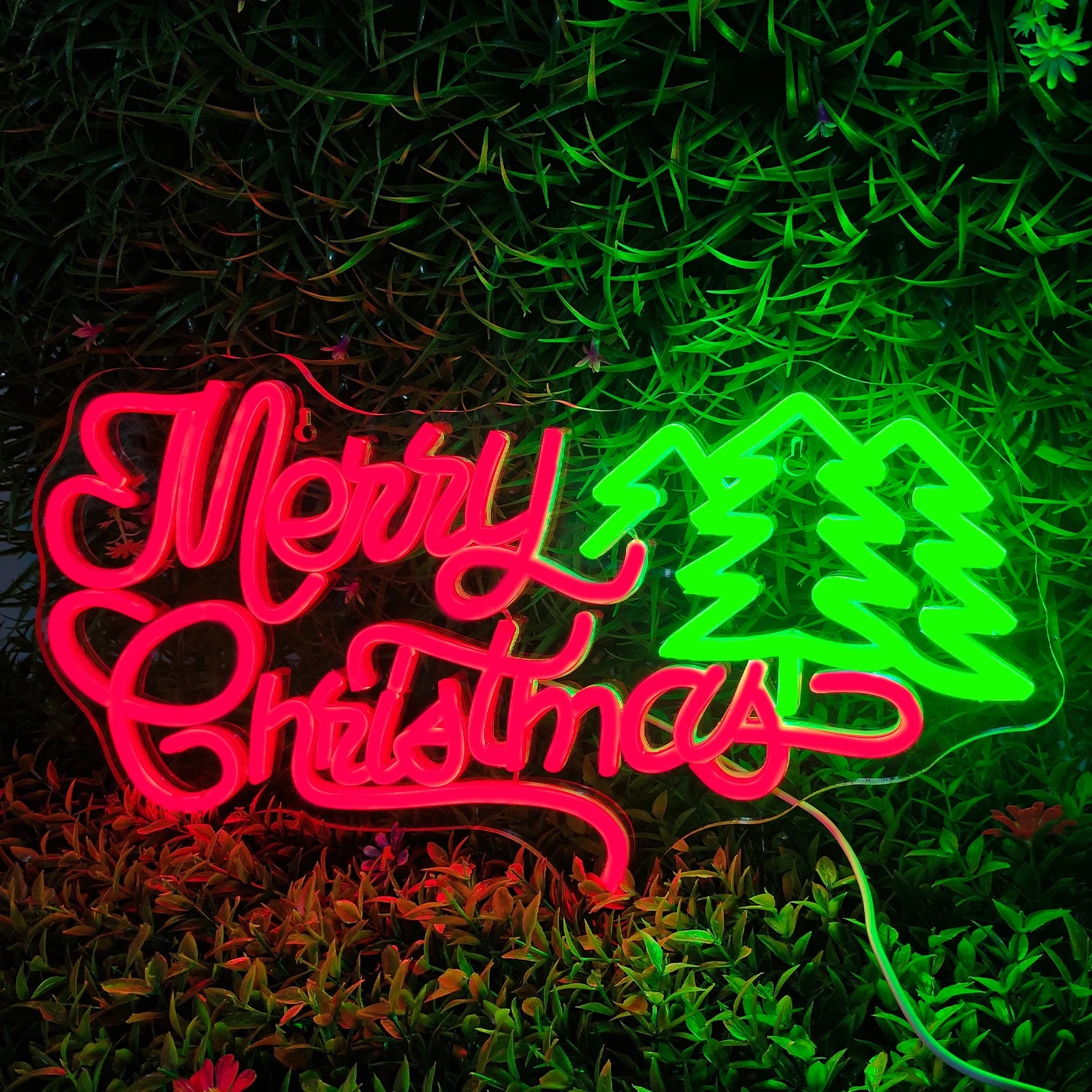 Merry Christmas LED Neon Sign (USB-Powered, Dimmable, 45cm x 23cm)