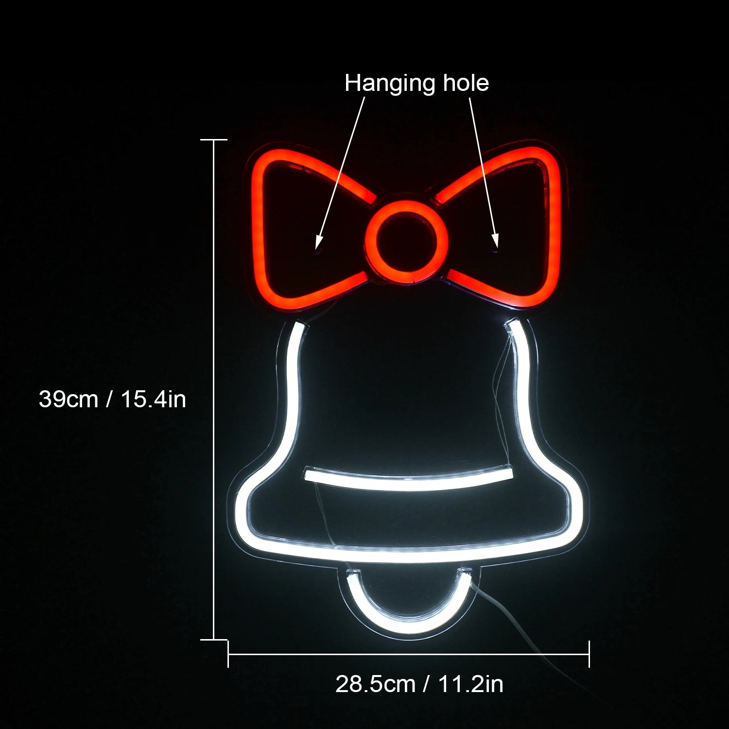 Jingle Bell LED Neon Sign (USB Powered, Dimmable)
