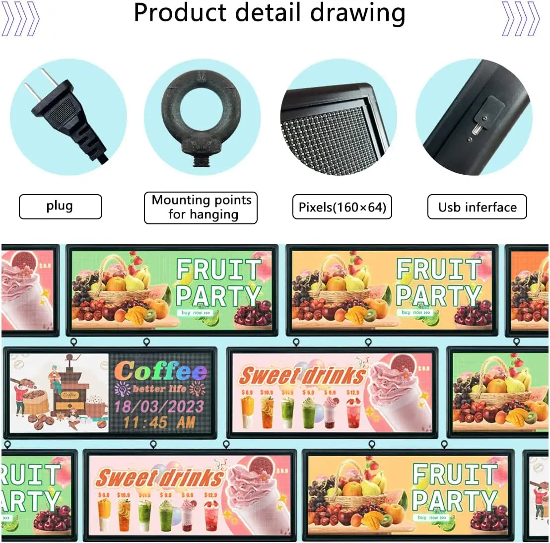 Outdoor LED Programmable Display Sign 103 × 45 cm (Full Colour, Wi-Fi, Graphics)