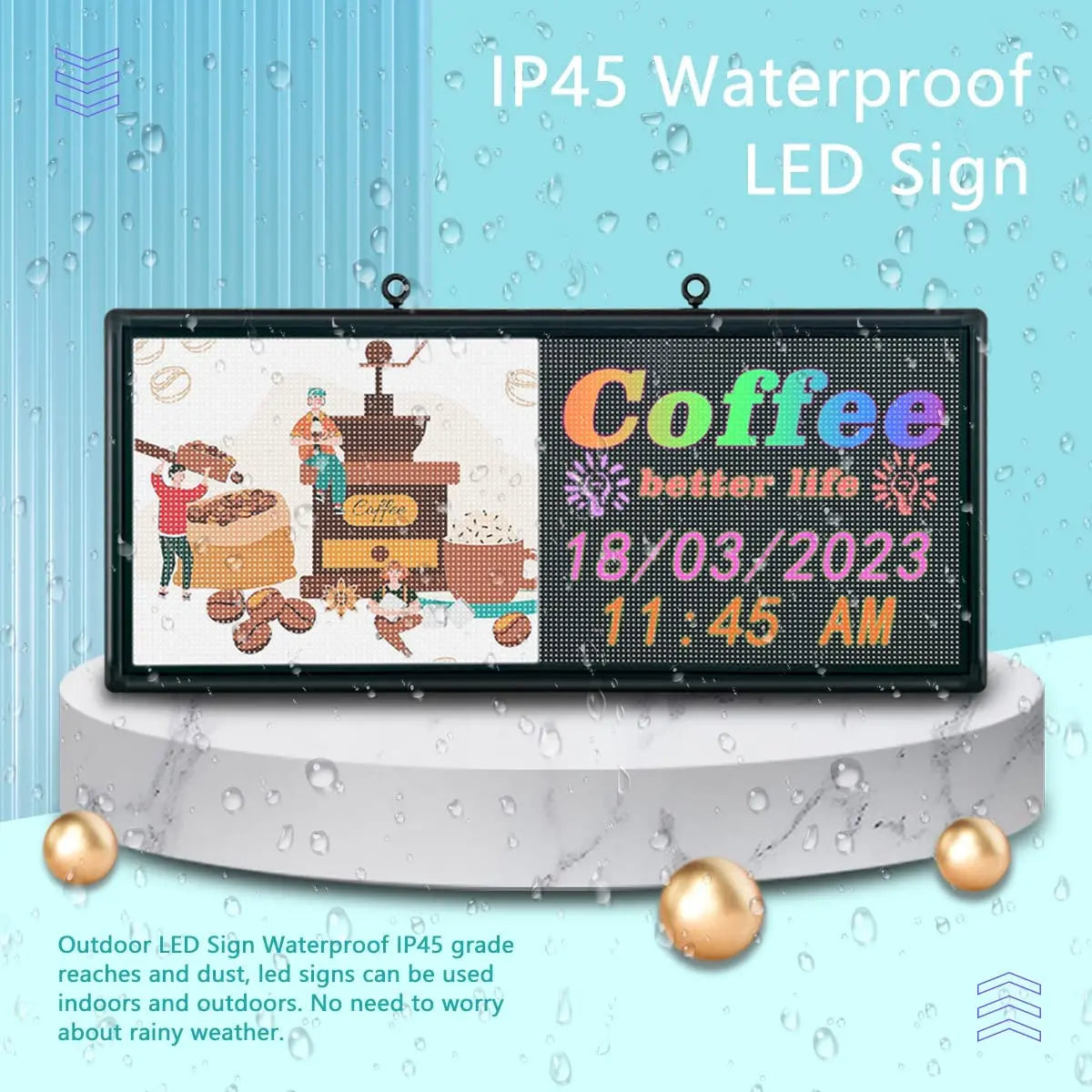 Outdoor LED Programmable Display Sign 103 × 45 cm (Full Colour, Wi-Fi, Graphics)