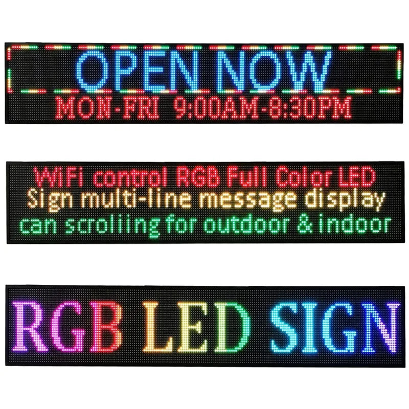 Scrolling LED Sign 195 × 35 cm – Full Colour, Wi-Fi Programmable, Outdoor