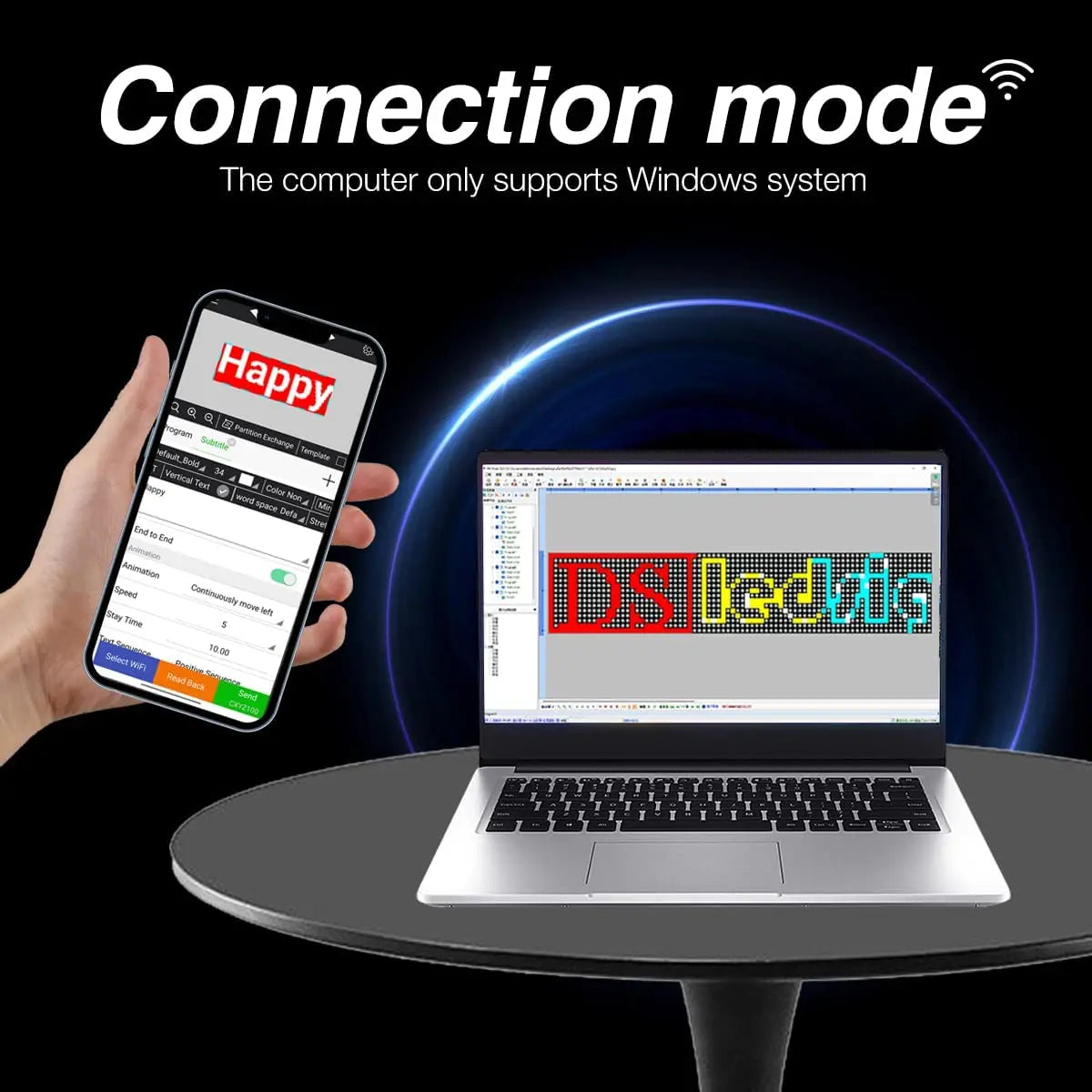 LED Programmable Display Sign 100 × 20 cm (Full Colour, Wi‑Fi, Outdoor IP45)