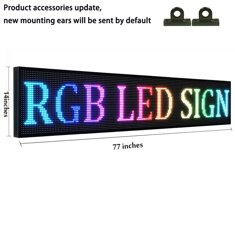 Scrolling LED Sign 195 × 35 cm – Full Colour, Wi-Fi Programmable, Outdoor
