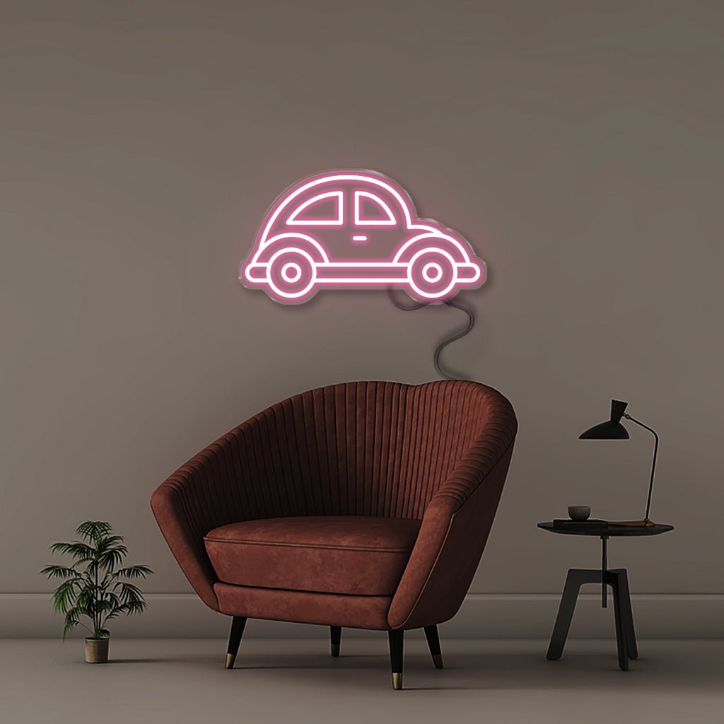 Beetle Car - Neonific - LED Neon Signs - 18" (46cm) - Light Pink