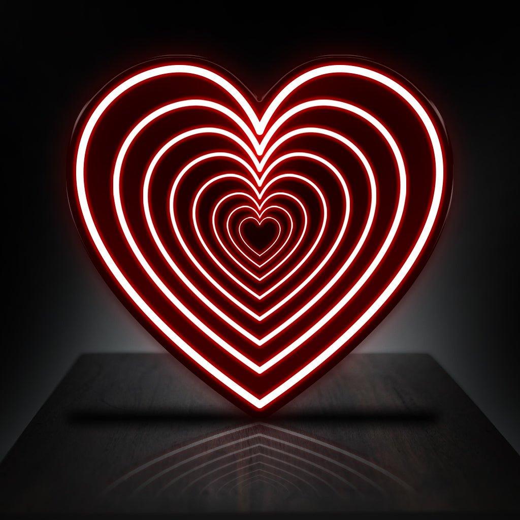 Infinity Mirror Heart - Neonific - LED Neon Signs - 18" (46cm) - Red