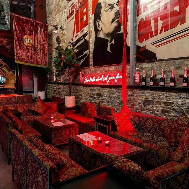 red neon sign in a restaurant