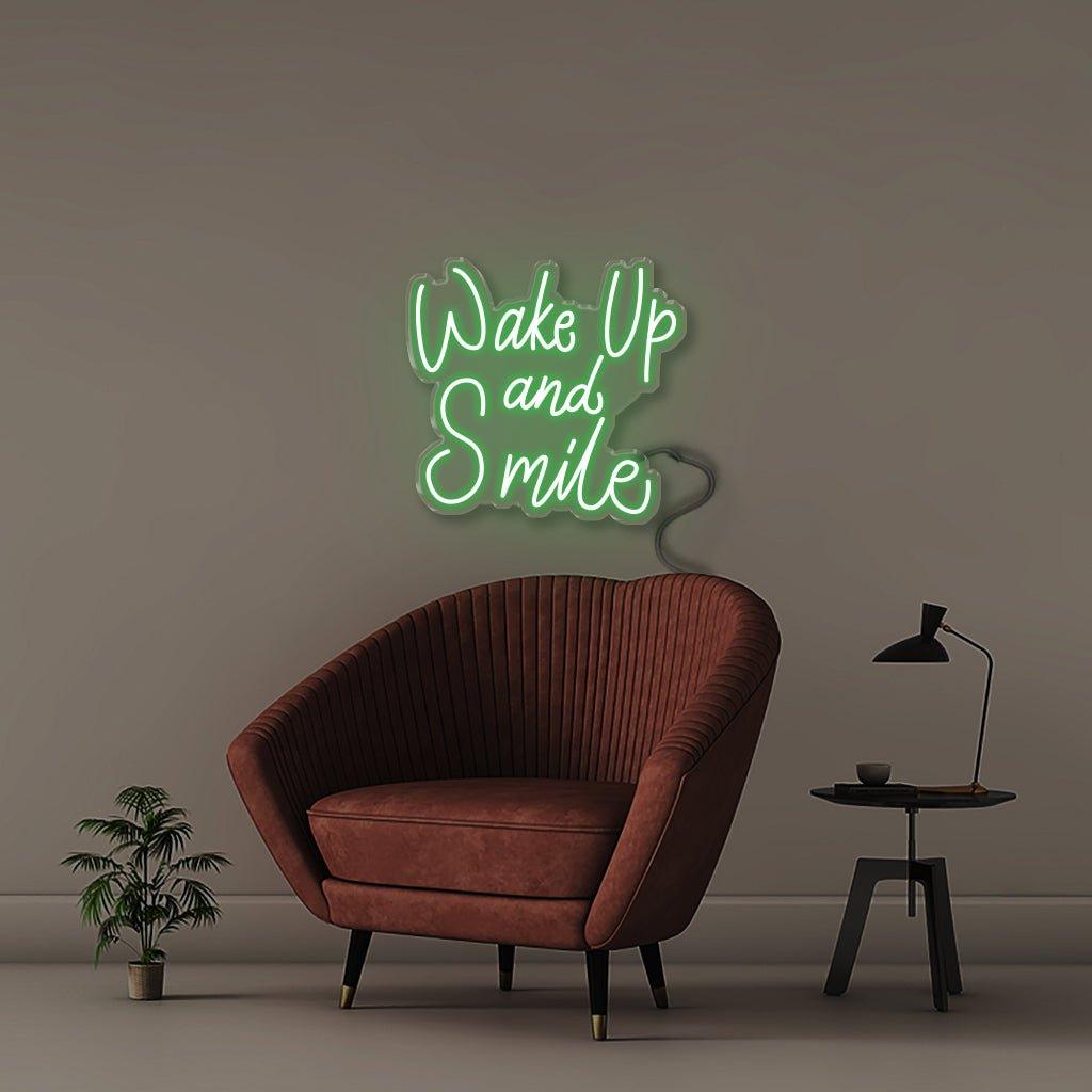 Wake Up and Smile - Neonific - LED Neon Signs - 24" (61cm) - Green