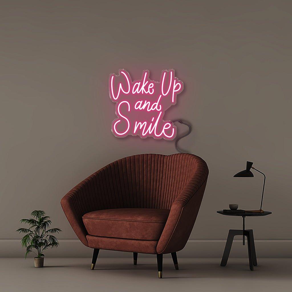 Wake Up and Smile - Neonific - LED Neon Signs - 24" (61cm) - Pink