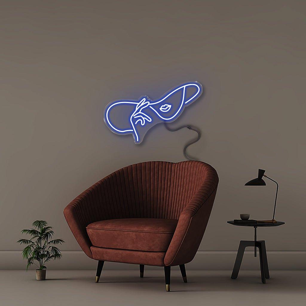 Woman in Hat - Neonific - LED Neon Signs - 30" (76cm) - Blue